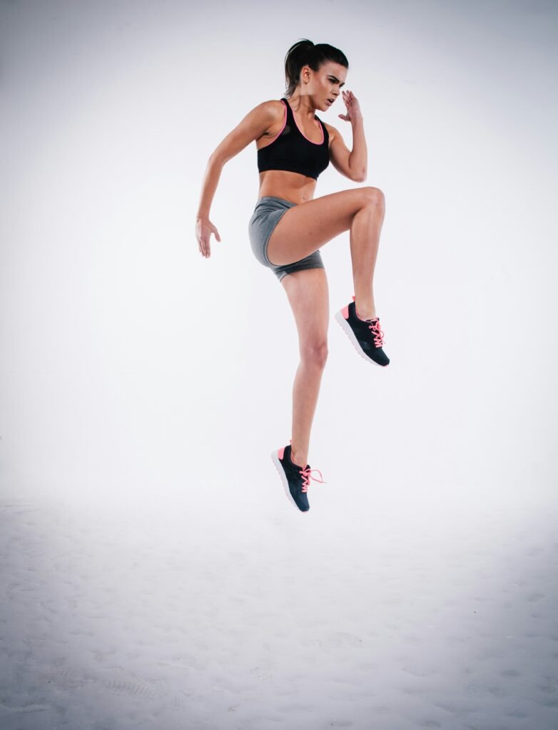 A woman jumping